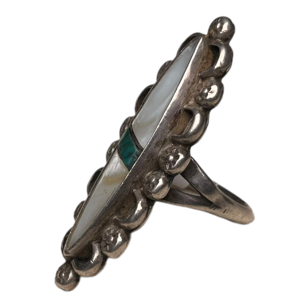 VTG ZUNI TURQUOISE SILVER RING - Image 2