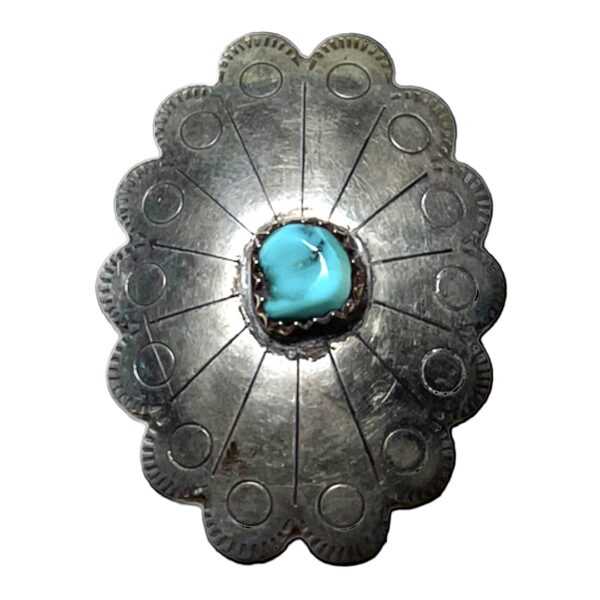 METAL CONCHO WITH TURQUOISE STONE