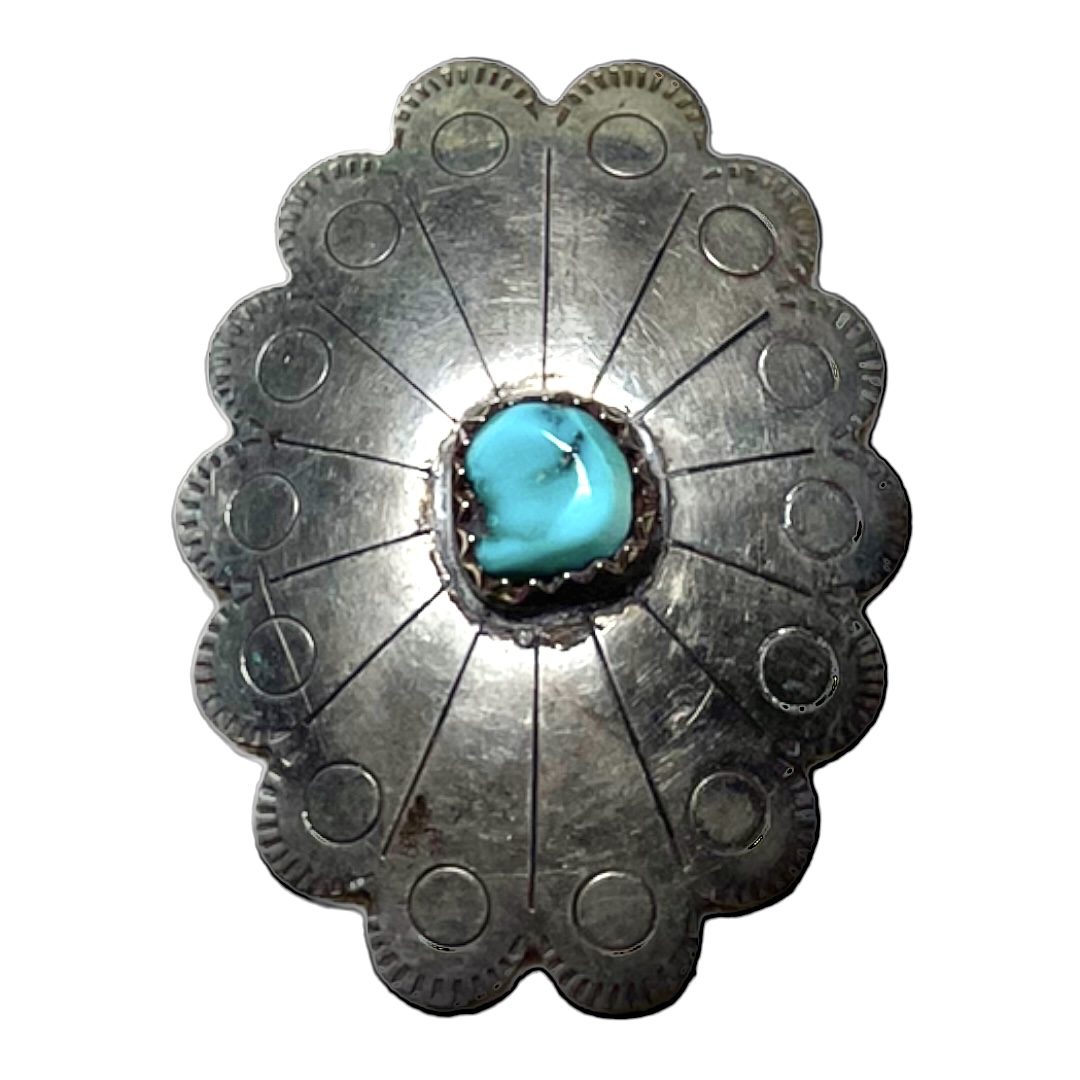METAL CONCHO WITH TURQUOISE STONE