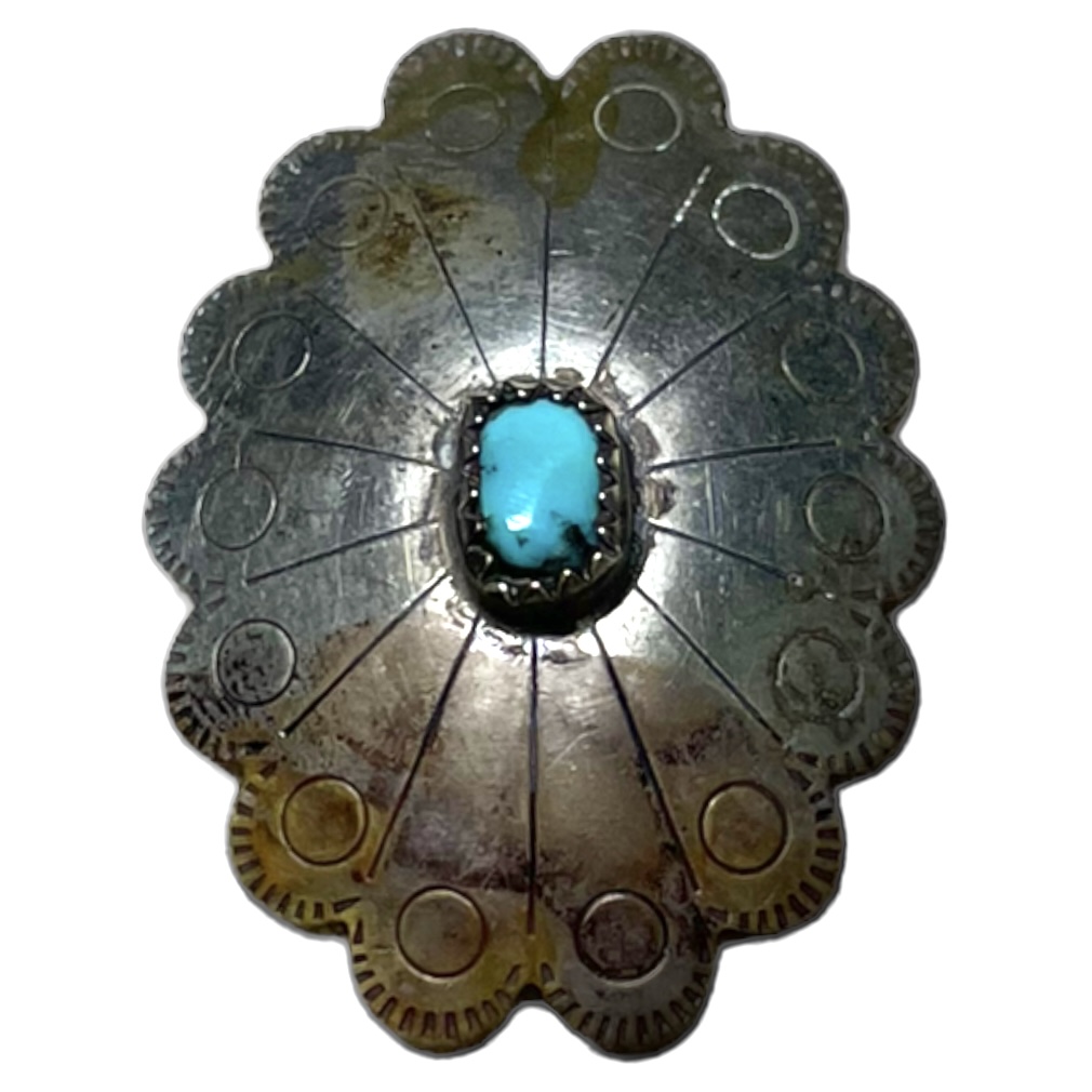 METAL CONCHO WITH TURQUOISE STONE - Image 3