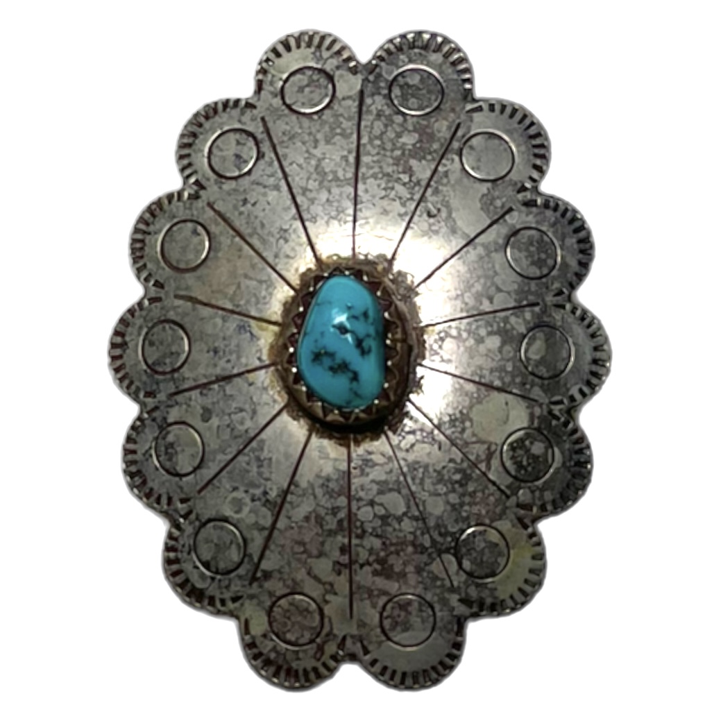 METAL CONCHO WITH TURQUOISE STONE - Image 2