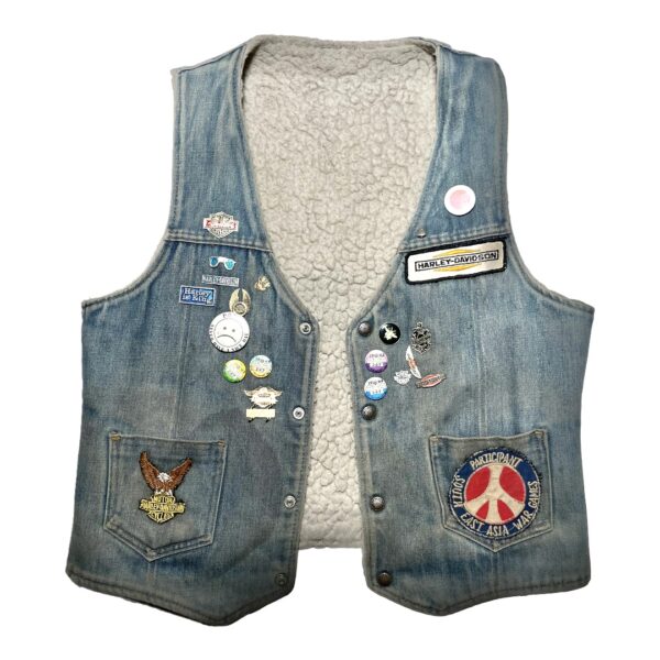 1970s PATCHED DENIM BIKER VEST