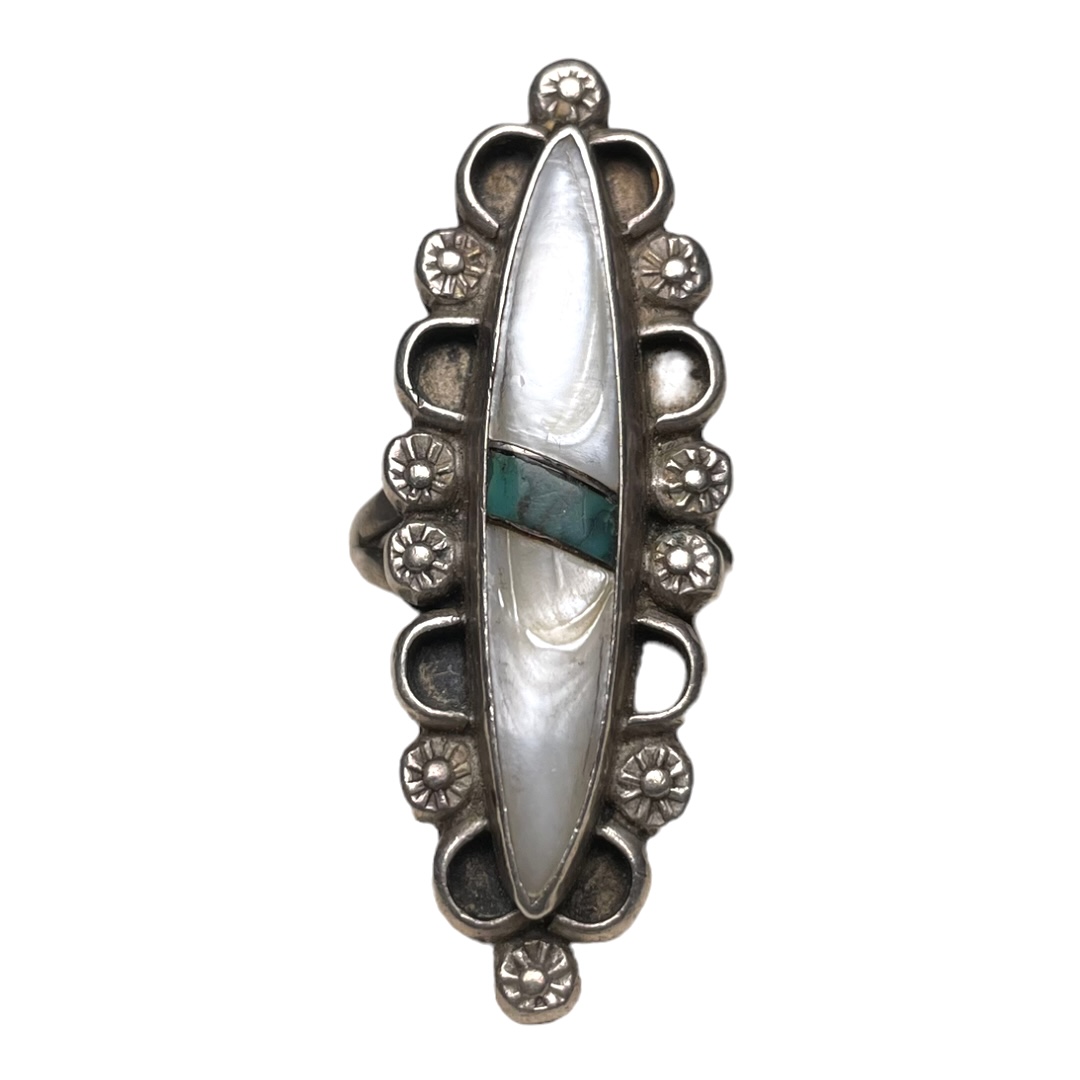 VTG ZUNI TURQUOISE SILVER RING