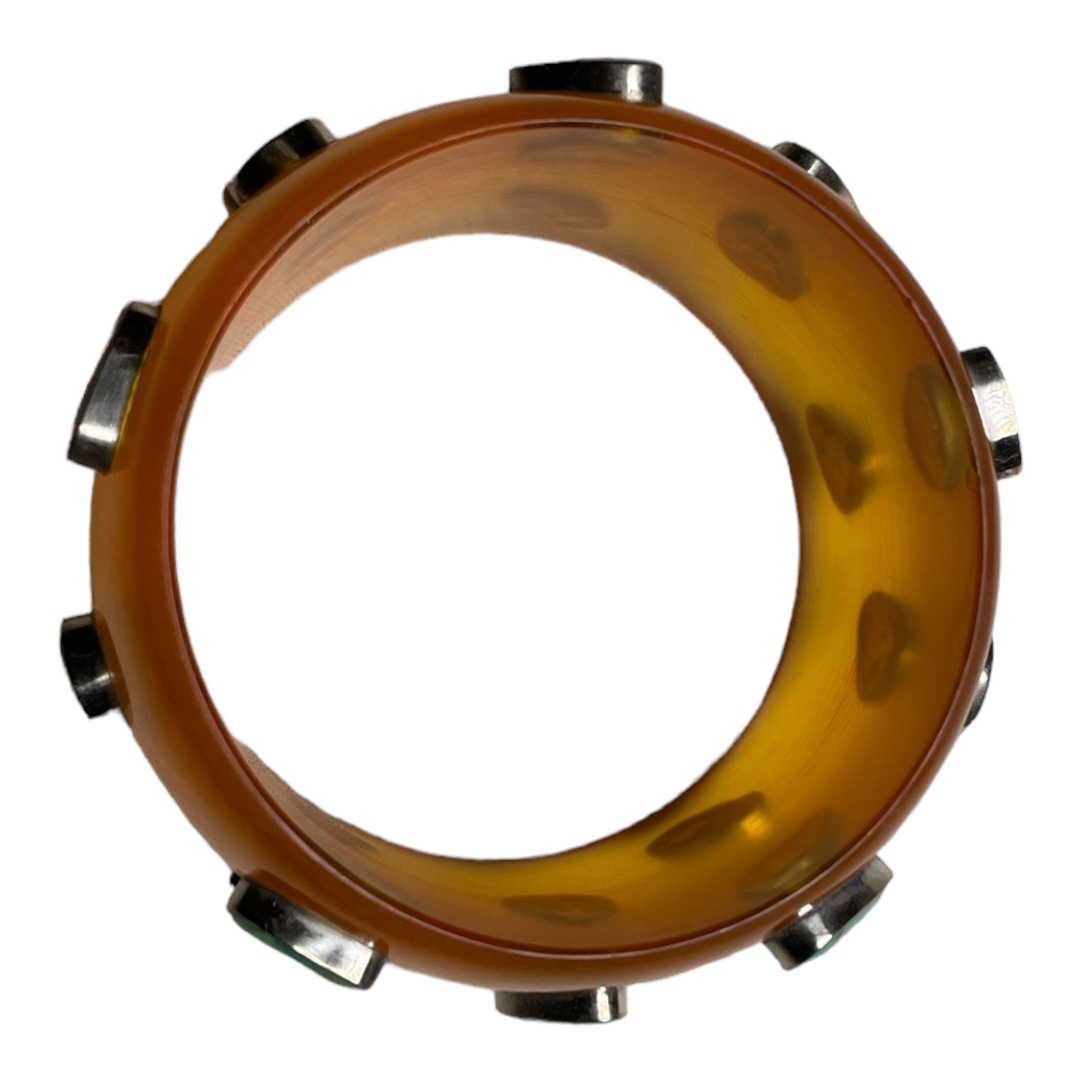 WIDE YELLOW & TURQUOISE STONE CUFF - Image 2