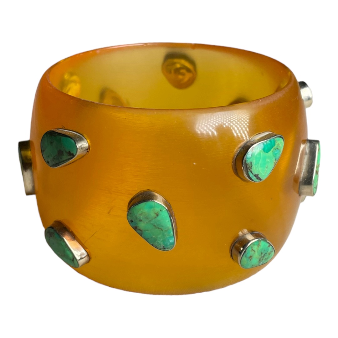 WIDE YELLOW & TURQUOISE STONE CUFF