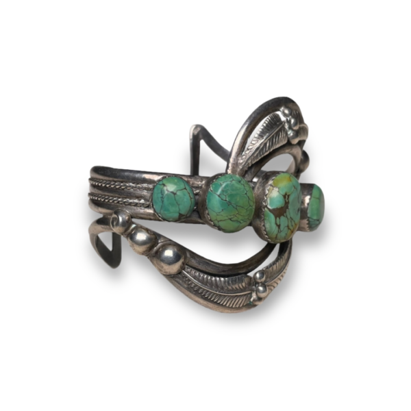 VTG NAVAJO SILVER TURQUOISE CUFF - Image 2