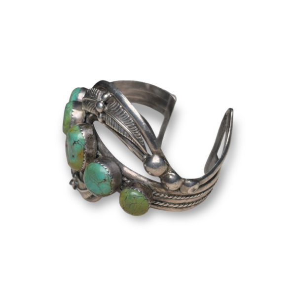 VTG NAVAJO SILVER TURQUOISE CUFF - Image 4