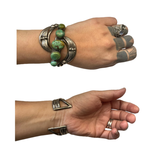 VTG NAVAJO SILVER TURQUOISE CUFF - Image 5