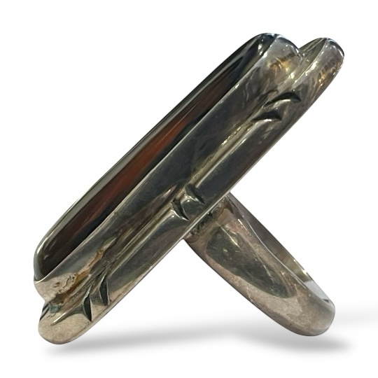 SILVER AND SUN AGATE STONE RING - Image 2