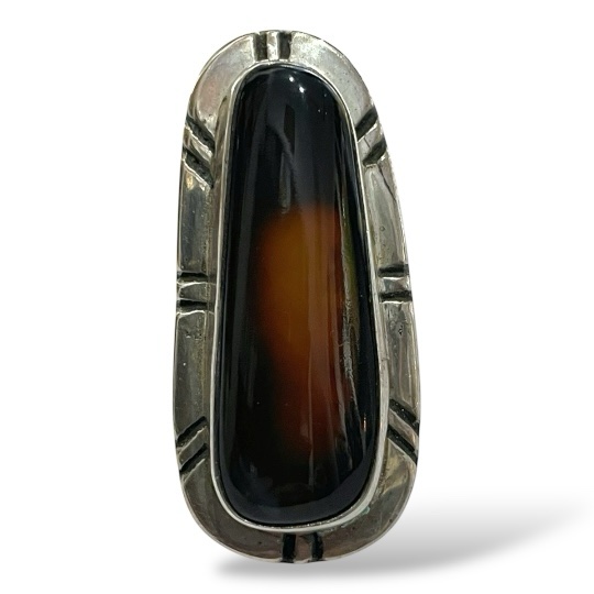 SILVER AND SUN AGATE STONE RING